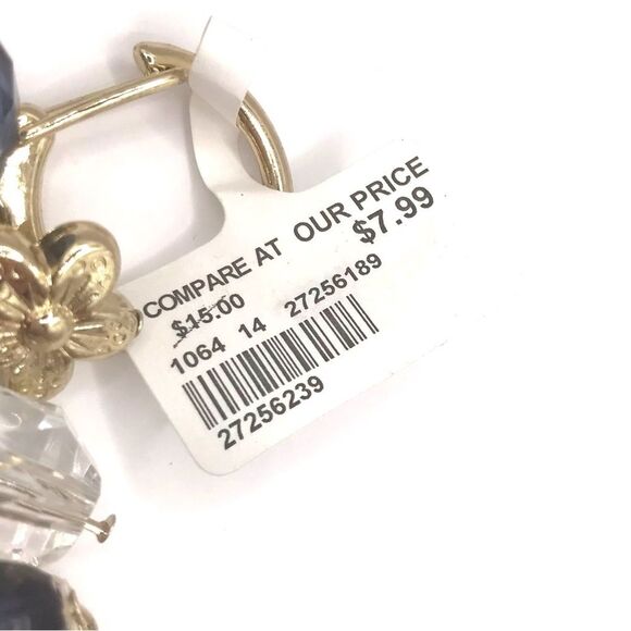 Elegant Gold and Blue Beaded Charm Keychain Key Holder Car Accessories - Picture 5 of 6